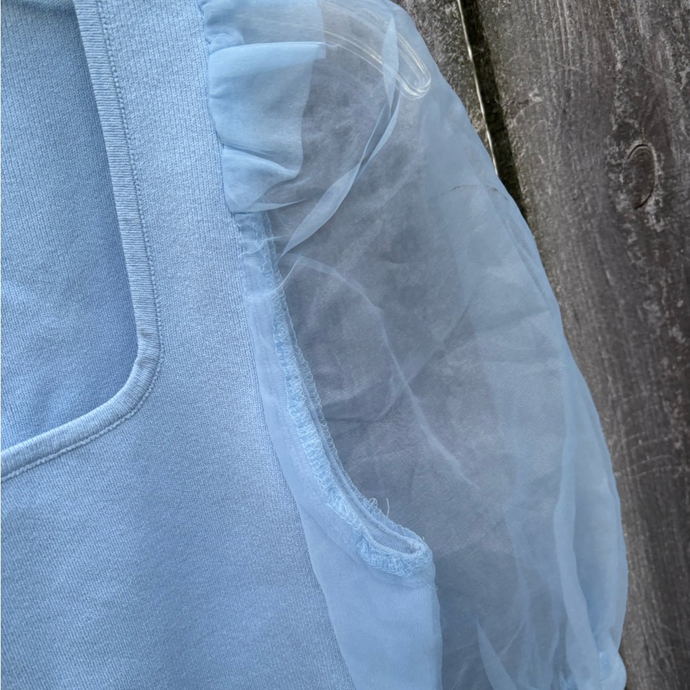 Joie Light Blue Sheer Puff Sleeve Blouse - Picture 2 of 4